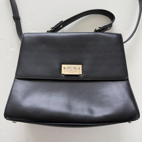 Kate Spade New York Black Leather Crossbody Top Handle Bag Gold-Tone Hardware - Picture 2 of 12